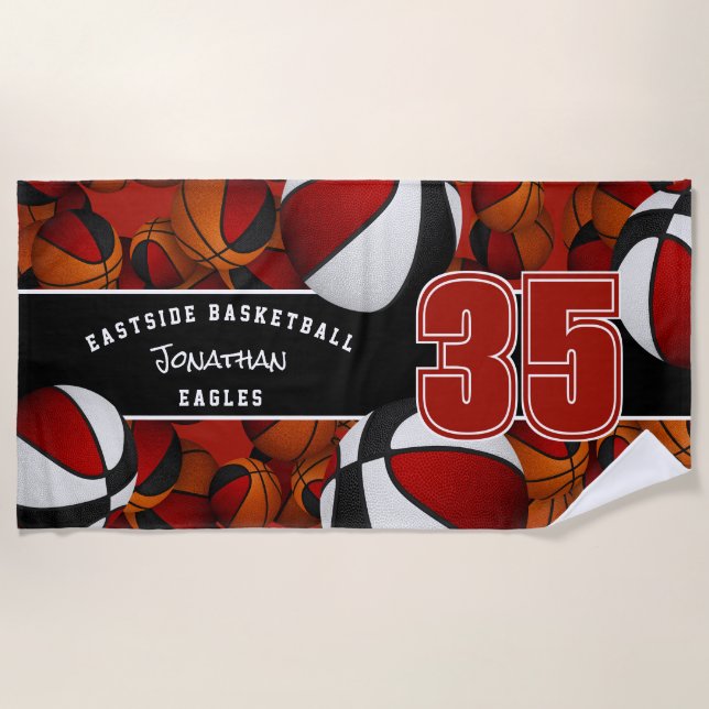 Serviette De Plage Beaucoup de basket-ball esprit d'équipe cadeaux ro (Devant)