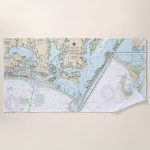 Serviette De Plage Beaufort Inlet et une partie de la carte son de ba