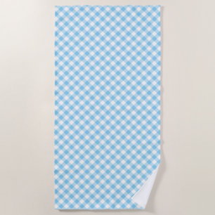 Serviette De Plage Bébé Bleu et Blanc Moyenne Diagonale En vichy Chèq