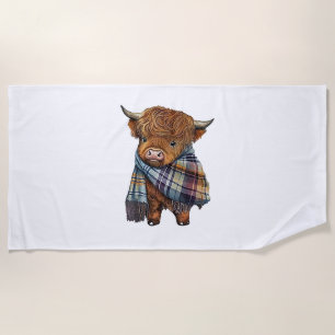 Serviette De Plage Bébé De Vache De West Highland Avec Écharpe Plaid