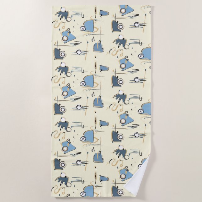 Serviette de plage beige moderne avec Motif Abstra (Devant)