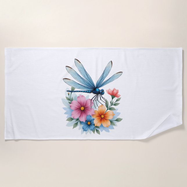 Serviette De Plage Belle Aquarelle Dragonfly Art Insect Lover Ea (Devant)