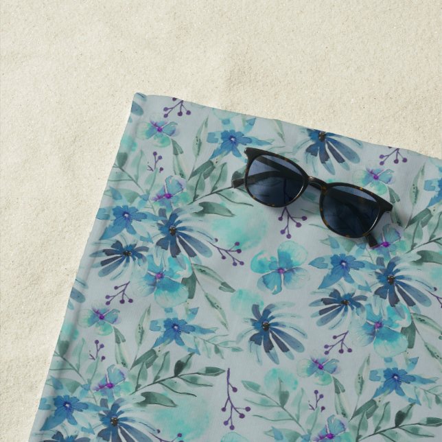 Serviette De Plage Belle aquarelle florale (En situation)