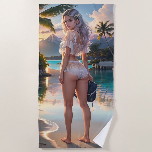 Serviette De Plage Belle brique imaginaire fille Beach Towel (Devant)
