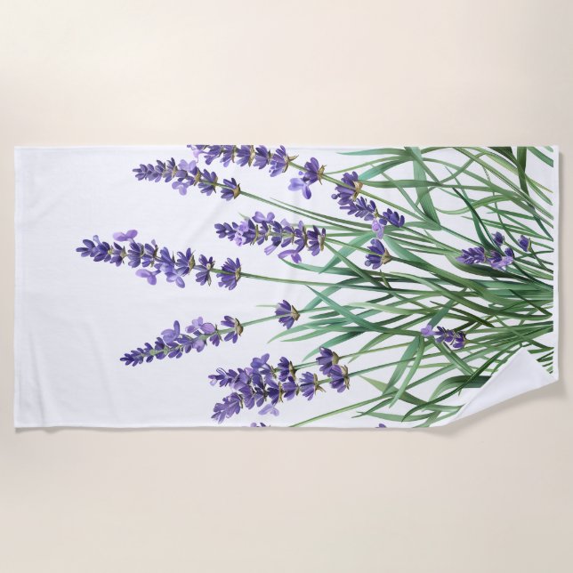 Serviette De Plage Belle Lavande Jardin Fleur Floral (Devant)