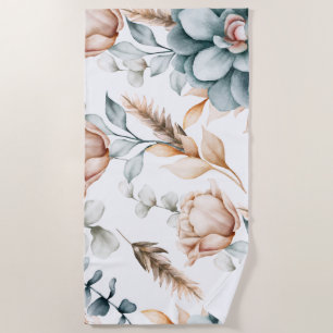 Serviette De Plage Belle motif sans couture fleurie avec vintage