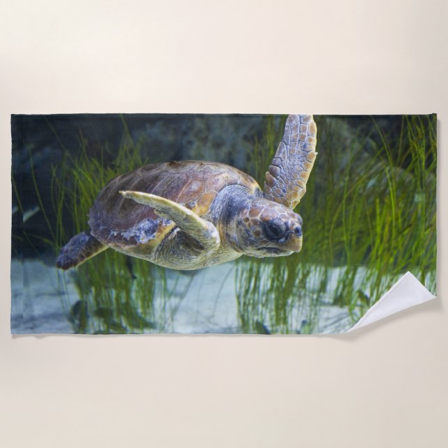 Serviette De Plage Belle natation de tortue marine (Devant)