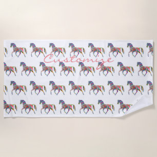 Serviette De Plage Belle Rainbow Color Horse Thunder_Cove