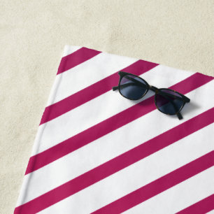 Serviette De Plage Belles rayures roses et rouges