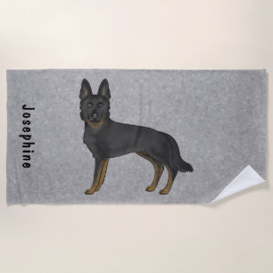 Serviette De Plage Berger Allemand Bi-Noir Cute Dog Avec Nom Personna