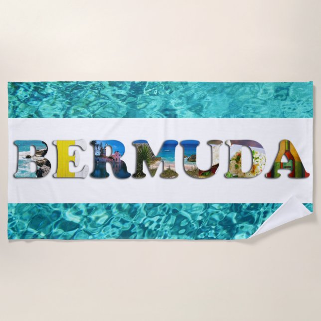 Serviette De Plage Bermudes Plage tropicale Bleu Océan Photo Voyage (Devant)