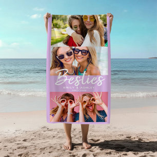 Serviette De Plage Besoins Photo personnalisée BFF Friends Modern Lil