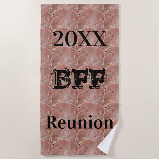 Serviette De Plage Best Friend Beach Trip Pool Party Pastel Pink (Devant)