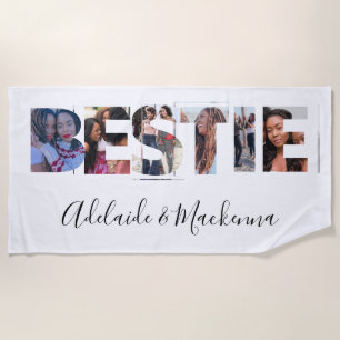 Serviette De Plage Bestie personnalisée BFF Best Friends Photo Collag