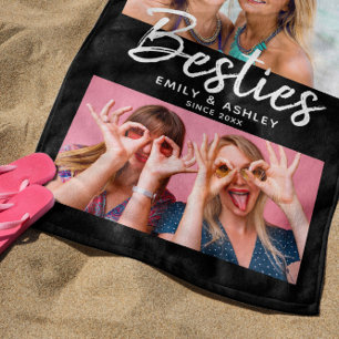 Serviette De Plage Besties Photo personnalisée BFF Friends Modern Chi