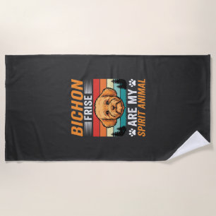 Serviette De Plage Bichon Frise Animal Spirituel Chien Rétro