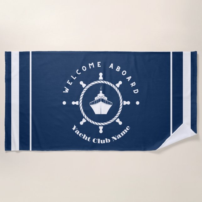 Serviette De Plage Bienvenue Ancre Bleue Nautique Bateau à voile Cust (Devant)