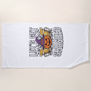 Serviette De Plage Bièredecitrouille Halloween défonçons-nous