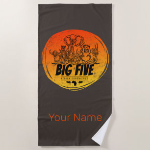 Serviette De Plage Big Five of Africa Safari Eléphant Vintage, Lion