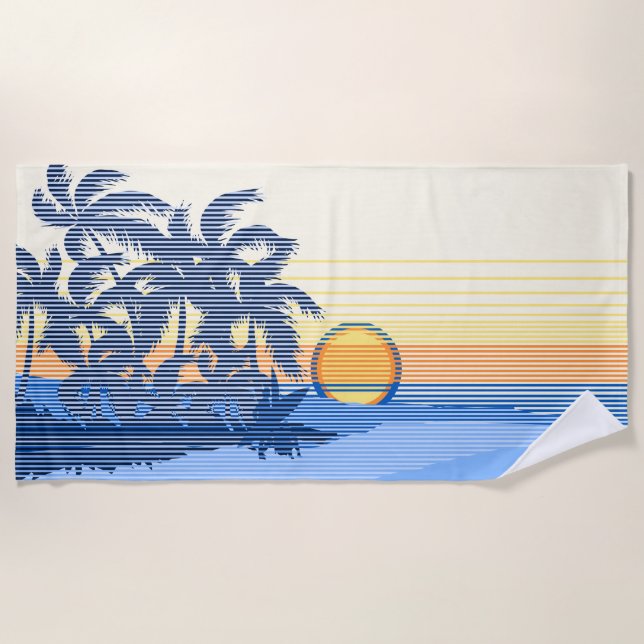 Serviette De Plage Big Sunset Strike Hawaiian Surfers - Bleu (Devant)