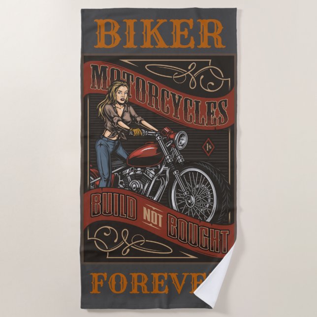 Serviette De Plage Biker pour toujours motos personnalisées Baby (Devant)