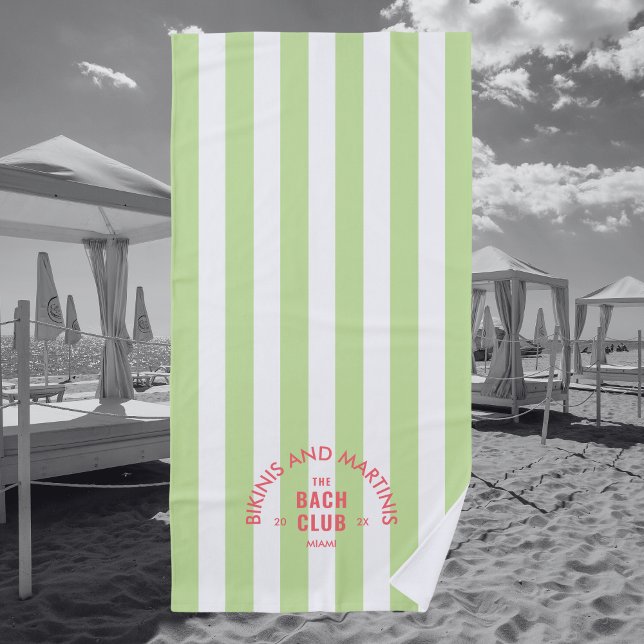 Serviette De Plage Bikinis et Martinis Le Club Bach Rayure Verte (Créateur téléchargé)