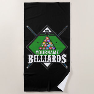 Serviette De Plage Billard personnalisé NOM Cue Rack Pool Room