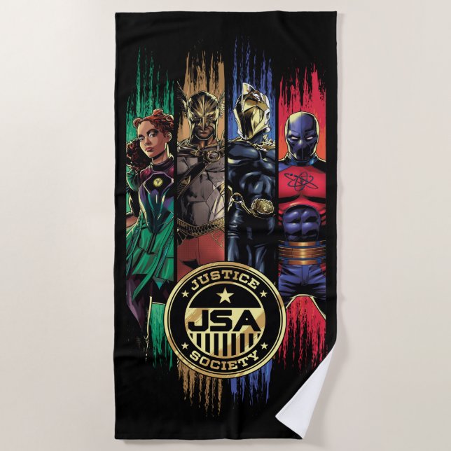 Serviette De Plage Black Adam Justice Society Heroes In Stripes (Devant)