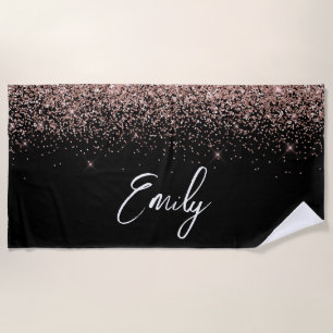 Serviette De Plage Black Girl Rose Gold Blush Parties scintillant ros