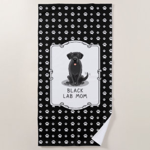 Serviette De Plage Black Lab Mom (Labrador Retriever Mom) mignonne ch