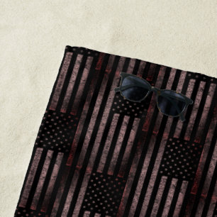 Serviette De Plage Black Rose Grunge Vintage American Flag Motif
