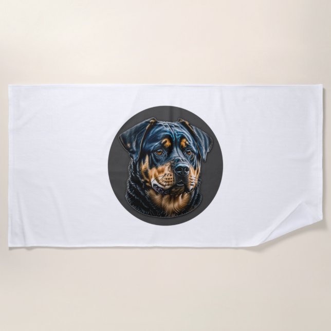 Serviette De Plage Black Rottweiler (Devant)