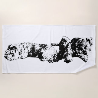 Serviette De Plage Black & White Schnauzer Duo Beach Towel