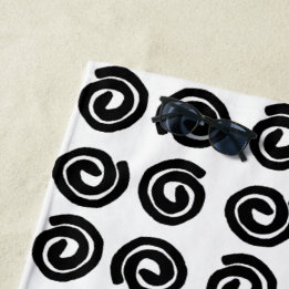 Serviette de plage Black White Spiral