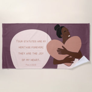Serviette De Plage Black Woman Scripture Heart Christian Plum