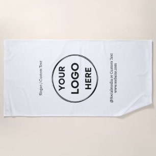 Serviette De Plage Blanc Personnalisé Logo Texte Moderne Minimaliste