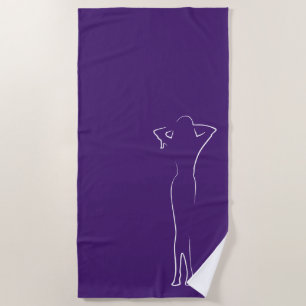 Serviette De Plage Blanc tendance naturel derrière Silhouette Girl