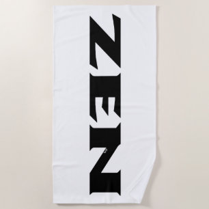 Serviette de plage blanche en noir zen