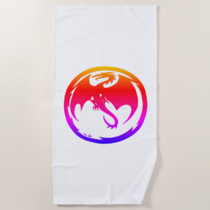 serviette de plage blanche Neon Dragon