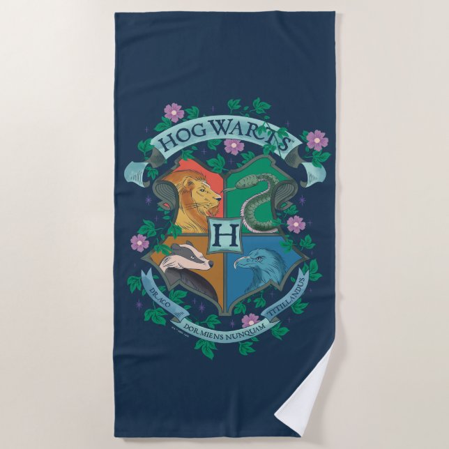 Serviette De Plage Blason floral HOGWARTS™ (Devant)