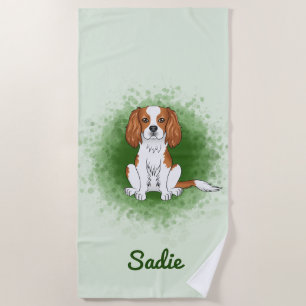 Serviette De Plage Blenheim Cavalier King Charles Spaniel Sur Vert