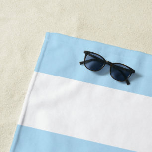 Serviette De Plage Bleu, Blancs, Motif rayé