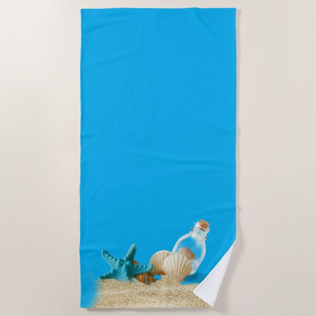 Serviette de plage bleu ciel (Devant)