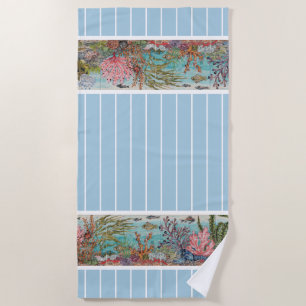 Serviette De Plage Bleu clair côtier Aqua Océan Plage de homard