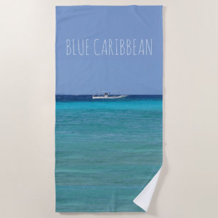 Serviette De Plage Bleu des Caraïbes (sans votre texte)
