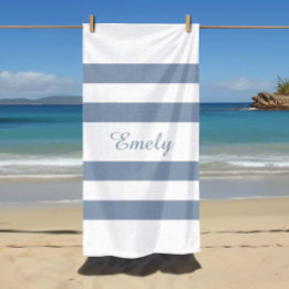 Serviette De Plage Bleu Dusty moderne rayé