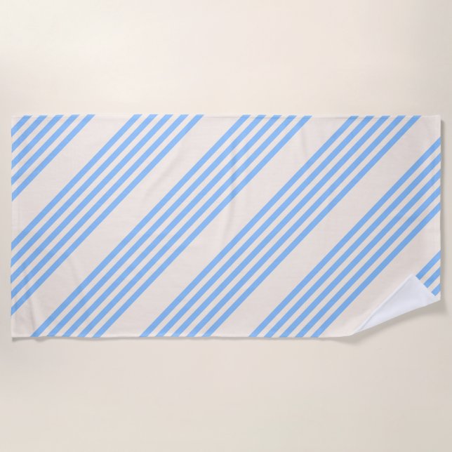 Serviette De Plage Bleu et beige cinq rayures motif (Devant)