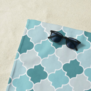 Serviette De Plage Bleu Marocain Trellis, Lattes, Quatrefoil