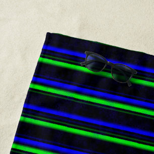Serviette De Plage Bleu Noir Grandes Vertes