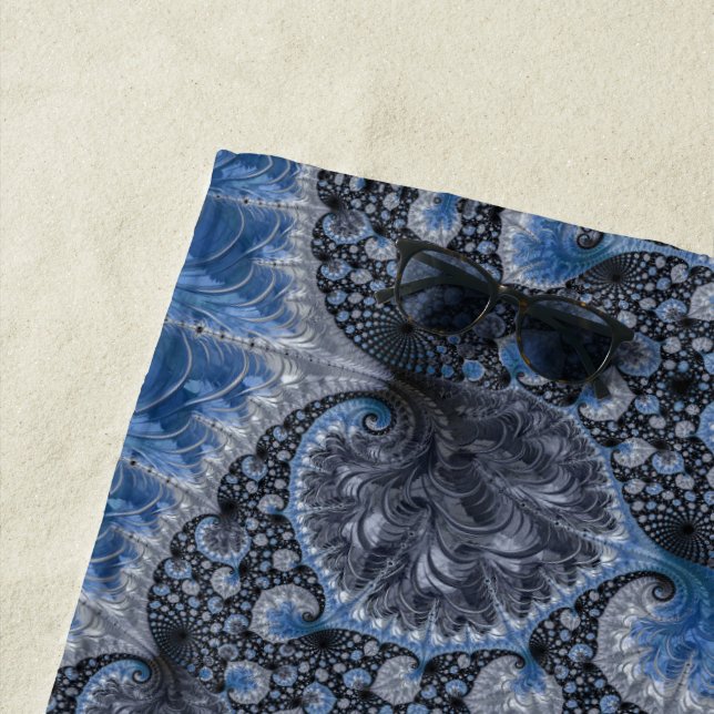 Serviette De Plage Bleus Abstract (En situation)
